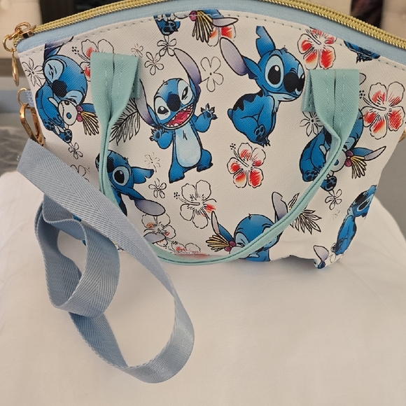 Other - Stitch Floral Print Bag - White With Blue And Red